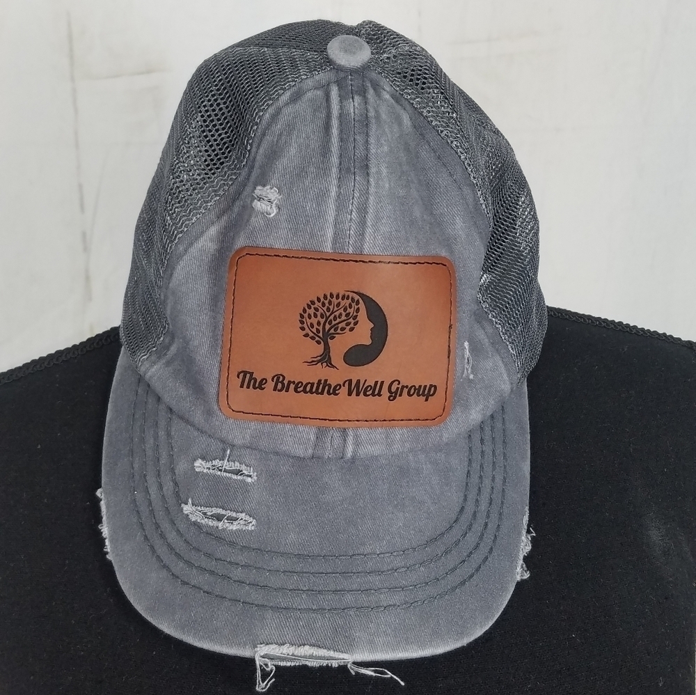 Cc gray distressed open ribbon back baseball hat